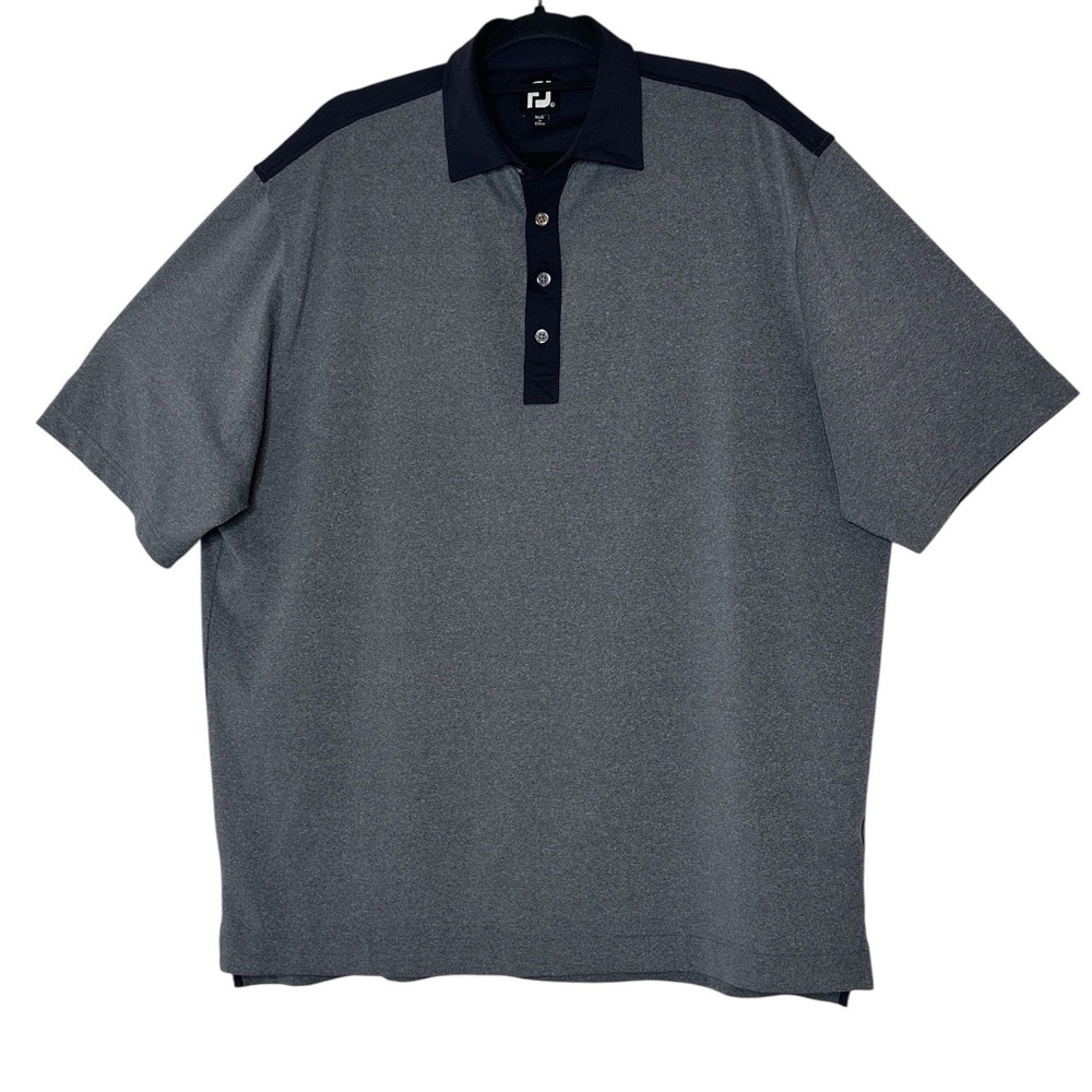 FootJoy FJ Golf Polo Shirt Men  XL Gray  Stretch Short Sleeve Athleisure Outdoor